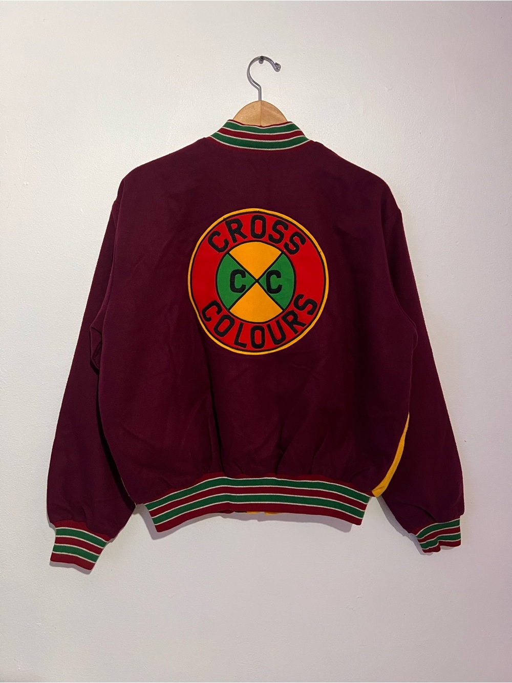 RARE Cross Colours Varsity Jacket Wool Vintage Spike Lee 90s Rare Maroon
